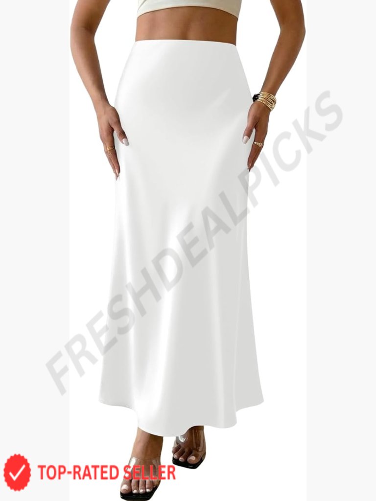 Satin Maxi Skirt High Waisted A-Line Elegant Wedding Cocktail Party Outfit
